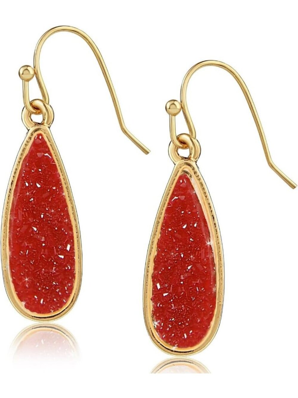 Sparkly Boho Teardrop Dangle Earrings with Simulated Druzy Stones for Women